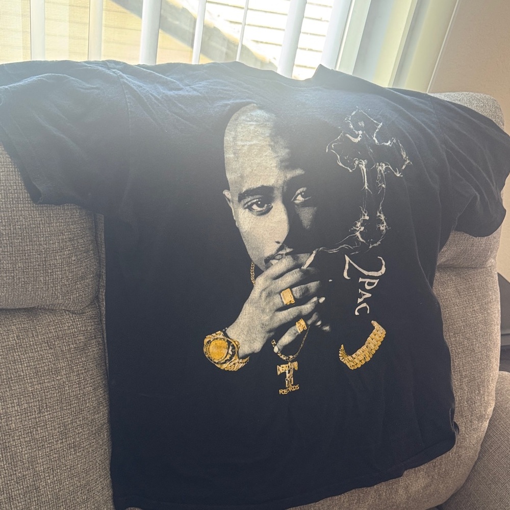 Black Graphic T-Shirt with Gold Accents